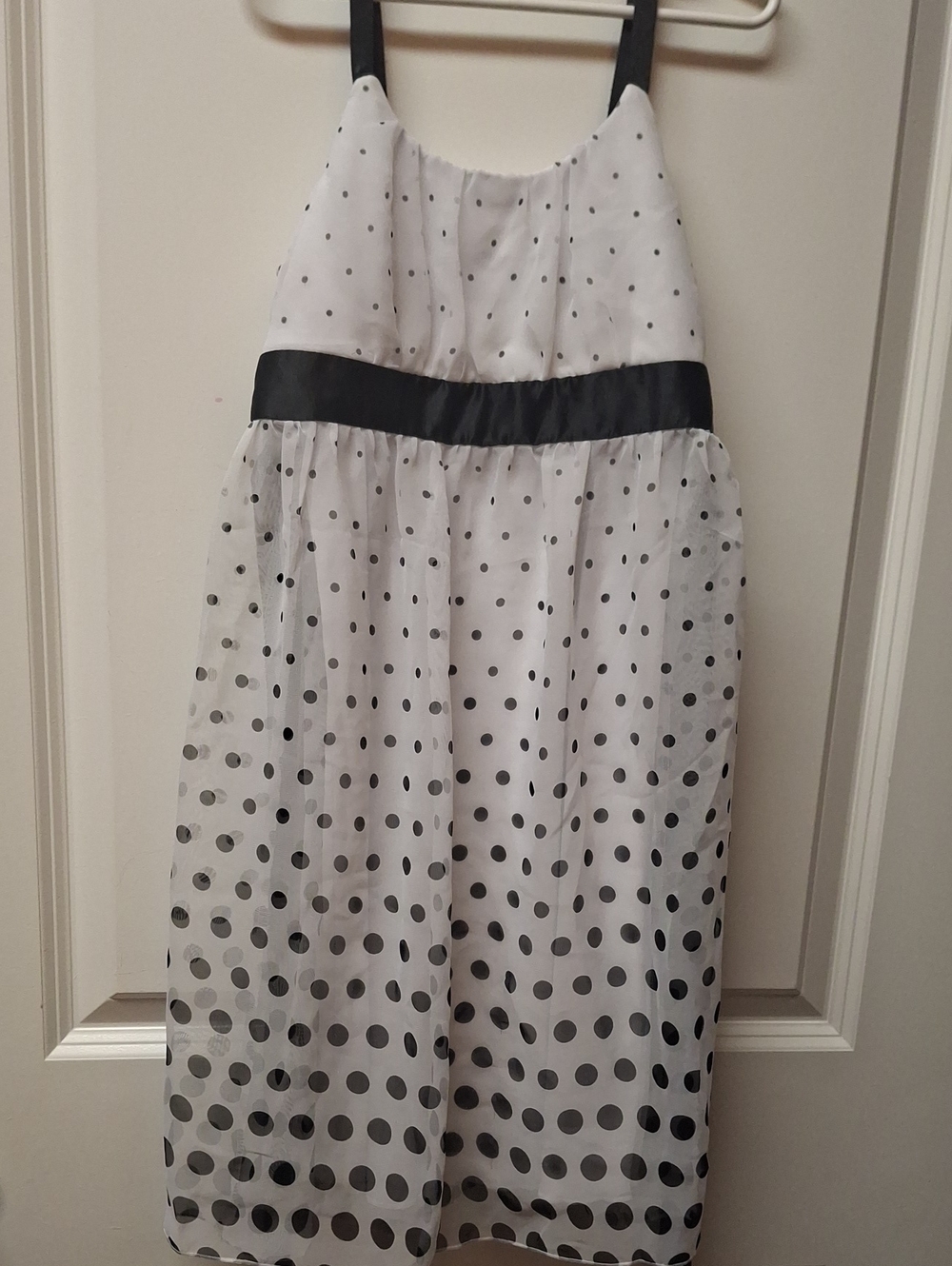 I.N. Girl  White and Black Polka Dot Dress with Black Waistband